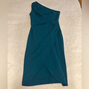 NWT Kancy Kole Elegant Teal One-Shoulder Dress | Size M